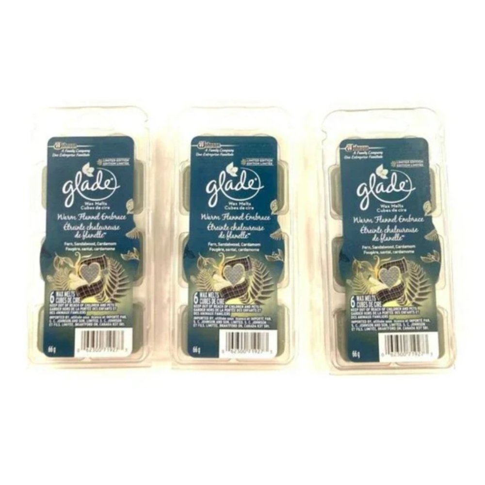 Glade Limited Edition Warm Flannel Embrace Wax Melts - 3 PACKS OF 6 - Picture 1 of 1